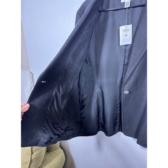 Vintage Talbots Black Linen Blend Blazer Sz 12 Single Breasted Y2K Career Jacket - Picture 7 of 16